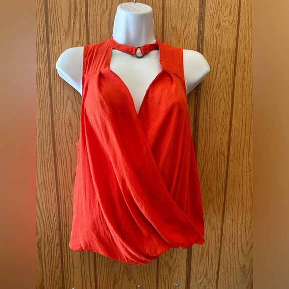 Free People Orange Drapey So Fine Blouse size small - Picture 4 of 7